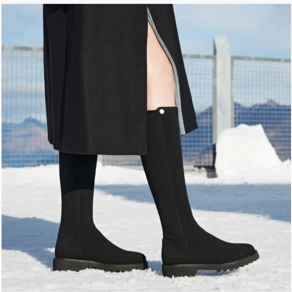 Vivaia Filipa Round Toe Stretch Boots Womens 8.5 Black Water Repellent Boots